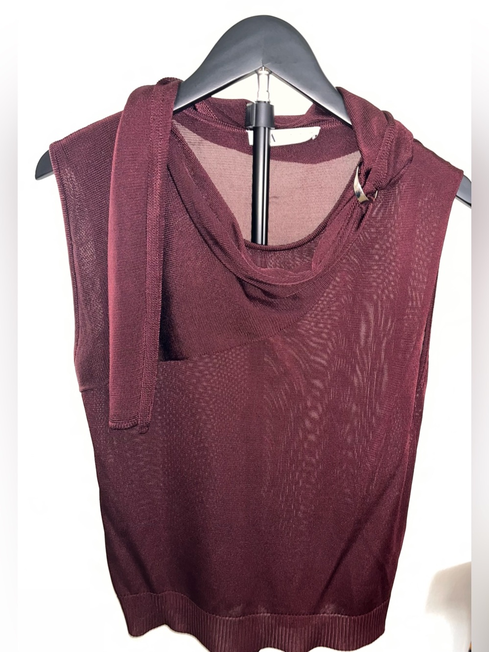 Zara Sleeveless Knit Top in Burgundy